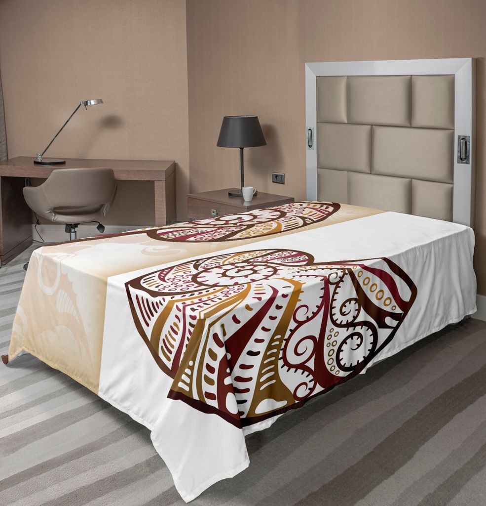 ABAKUHAUS Muscheln Bettlaken, Boho Seashells Pattern Geteilte Zwei Teile Effekte Hear The Ozean Creature, weiches bequemes oberes Bettlaken für ei...