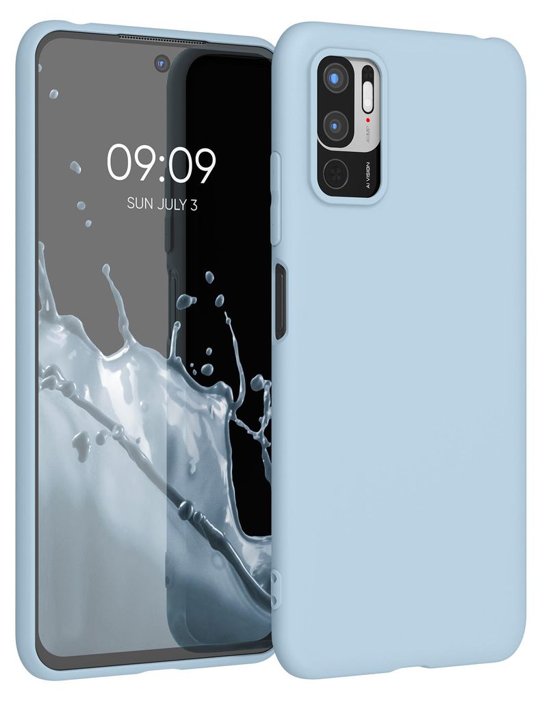 kwmobile Handyhülle für Xiaomi Redmi Note 10 5G Hülle - TPU Case - Kabelloses Laden - Schutzhülle Cover in Hellblau matt