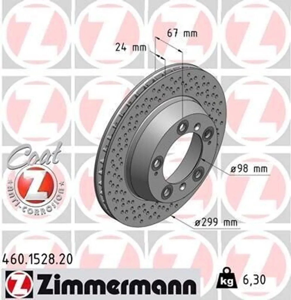 Disque de frein Zimmermann 460.1528.20 pour Porsche Boxster et Cayman