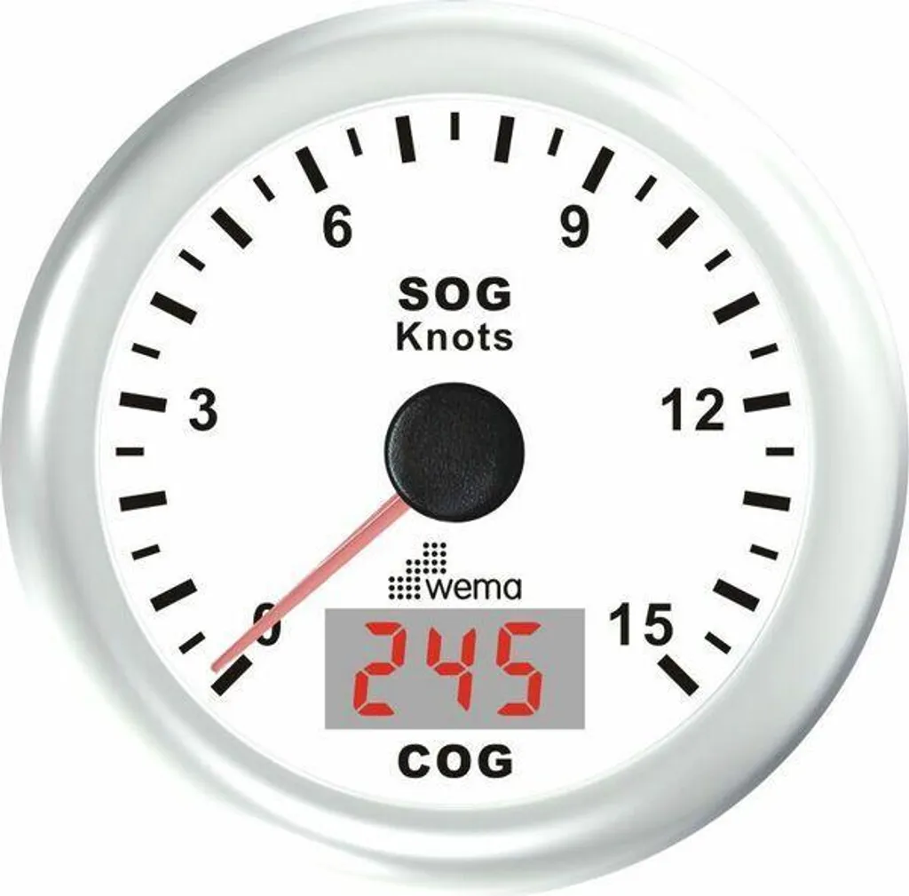 Compteur de vitesse GPS Wema 110396 blanc 15 nœuds 12V pour bateau