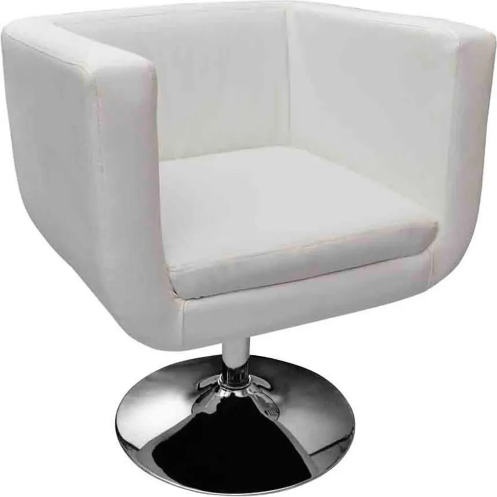 Siège de bar blanc similicuir facile à nettoyer et stable - 2 pcs - 3