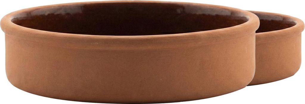 Viapot RUMELI 2er Set - 450 ml - Innen Braun Glasiert - Terrakotta-Schalen - 16×4 cm