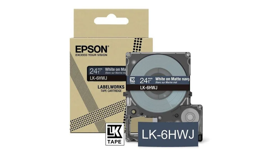 Ruban Epson mat 18 mm anti-reflet bleu marine pour étiquetage lisible