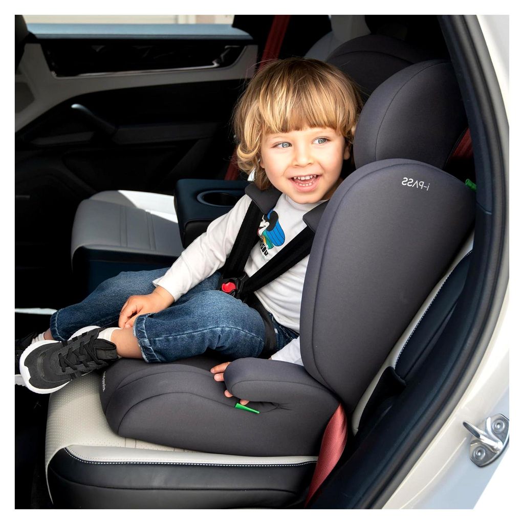 KikkaBoo Auto-Kindersitz 9-36 kg i-PASS, ab 1 Jahr, Gruppe 1/2/3, 76–150 cm (15 Monate - 12 Jahre), i-Size, 13-fach verstellbare Kopfstütze, Grau