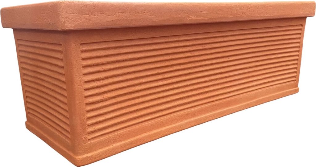 Garden Italia Vases GCM gerippter Übertopf. Seite 80 cm. Höhe 40 cm. Hergestellt in Italien. Harzbox. Impruneta-Farbe – Frostbeständig – sto...
