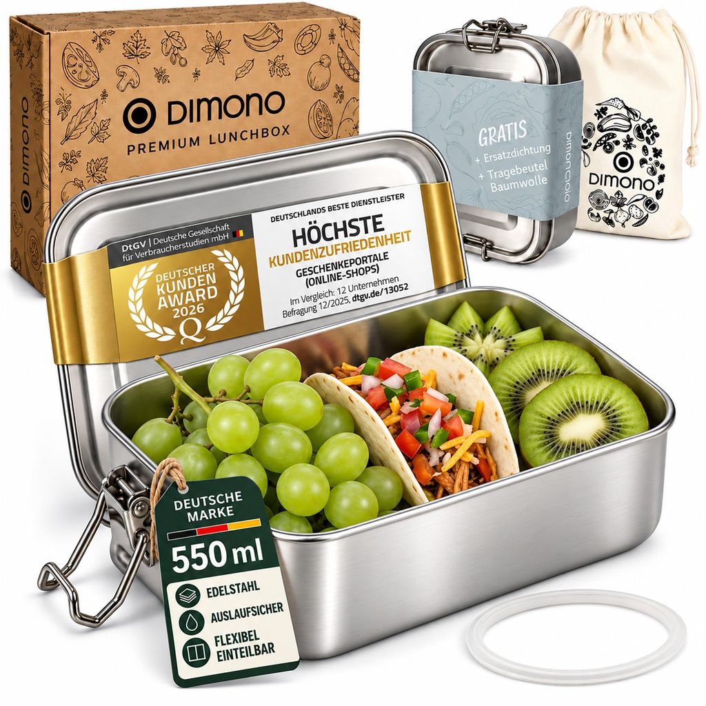 Dimono roestvrijstalen lunchbox, 550 ml, broodtrommel, Productafbeelding 