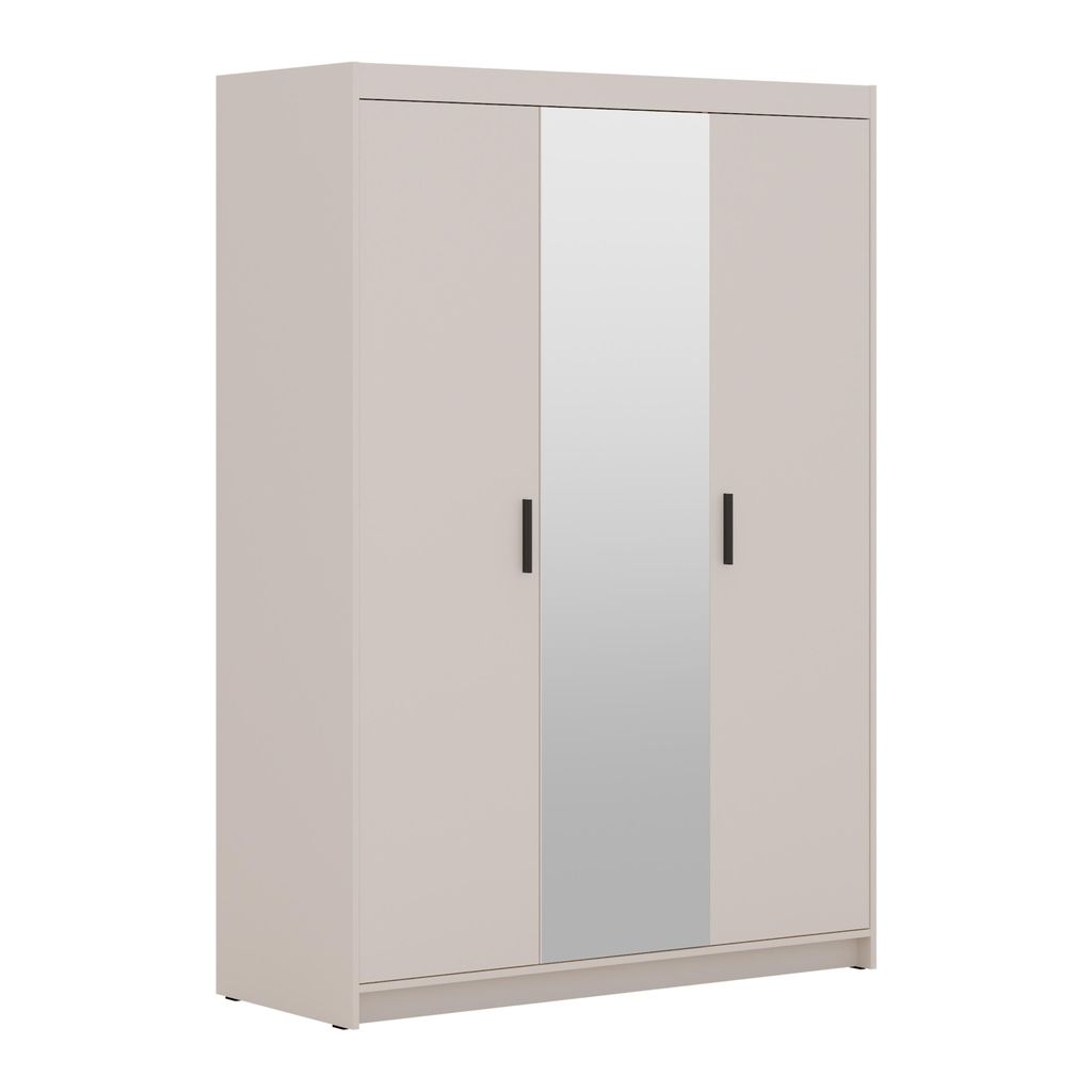 AX LIVING Storicos 3T 3-türiger Kleiderschrank mit Spiegel Beige 133 cm