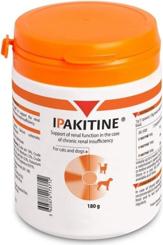 Vetoquinol IPAKITINE Supplement unterstützt die Nierenfunktion bei Hunden und Katzen 180g
