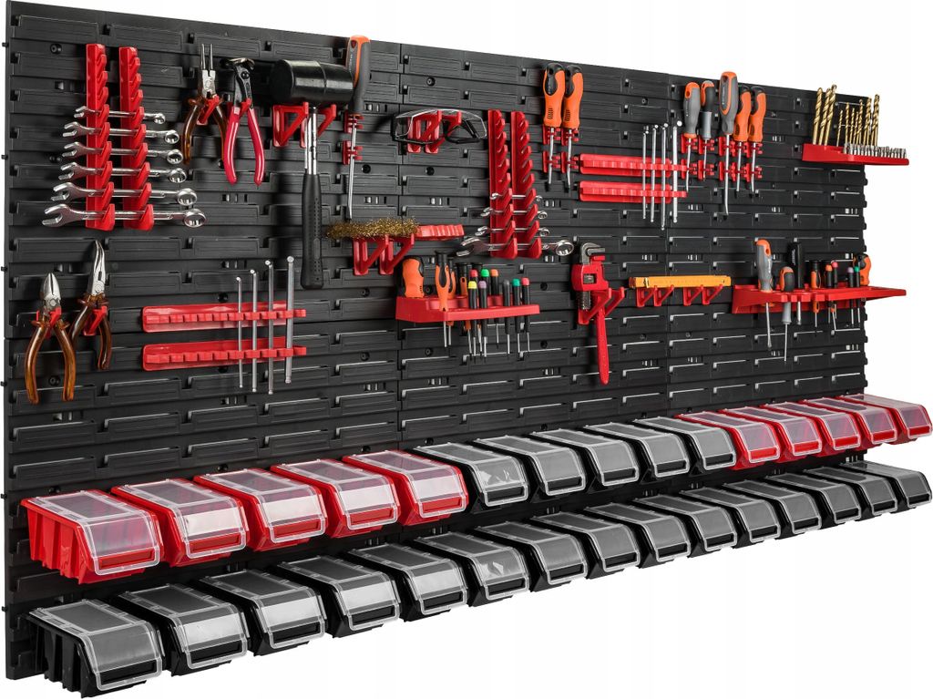 30 Stapelboxen Wandregal Kunststoff Deckel 172 x 78 cm Produktbild 