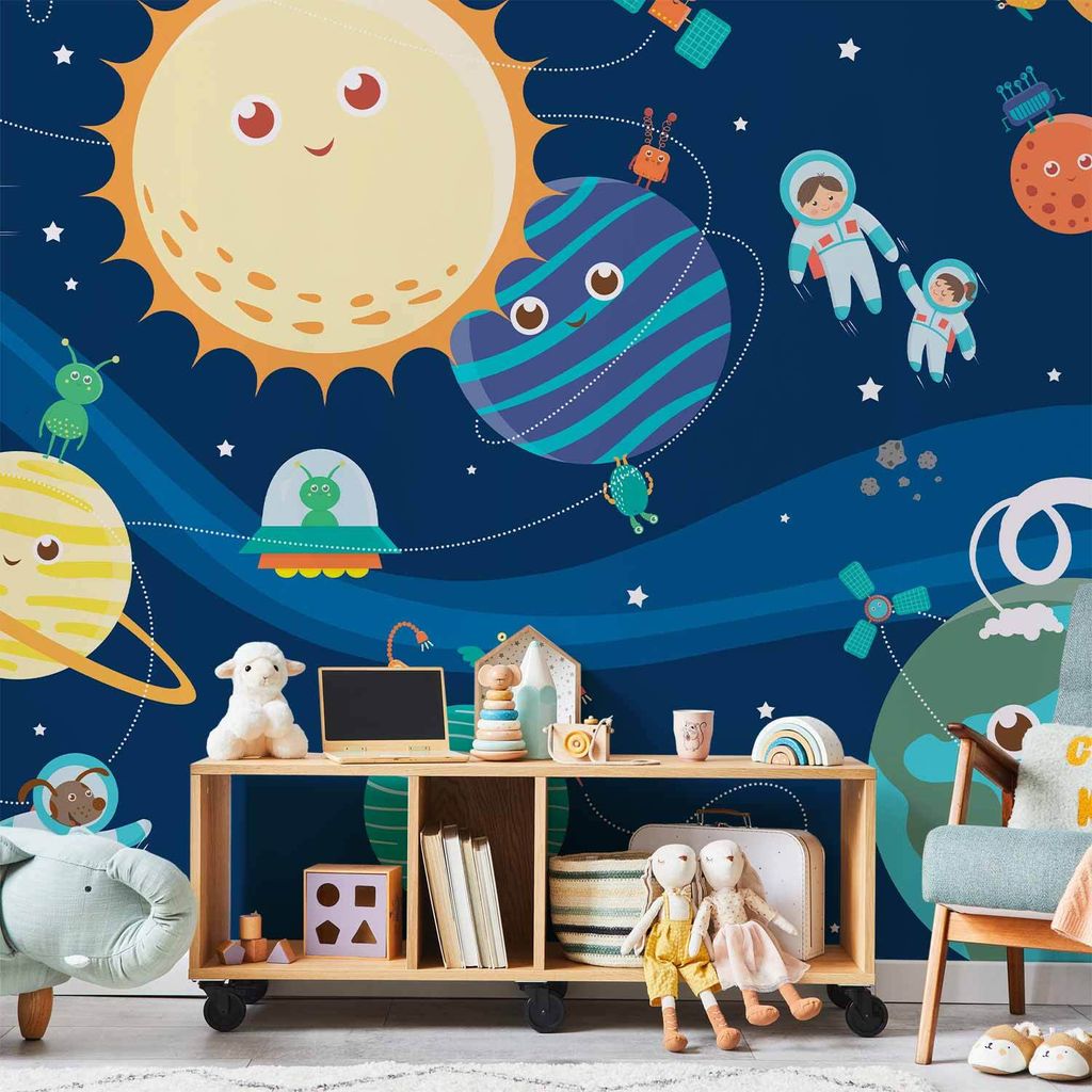 Vlies Fototapete - Happy Planets 200x140 cm Für Kinder e-C-0077-a-a