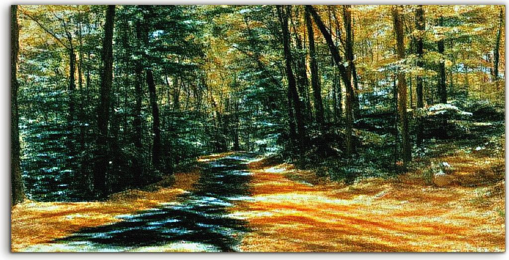 Coloray Glasbild 140x70 Wandbild Glasbilder Foto Herbst Pfad Wald Bäume Äste