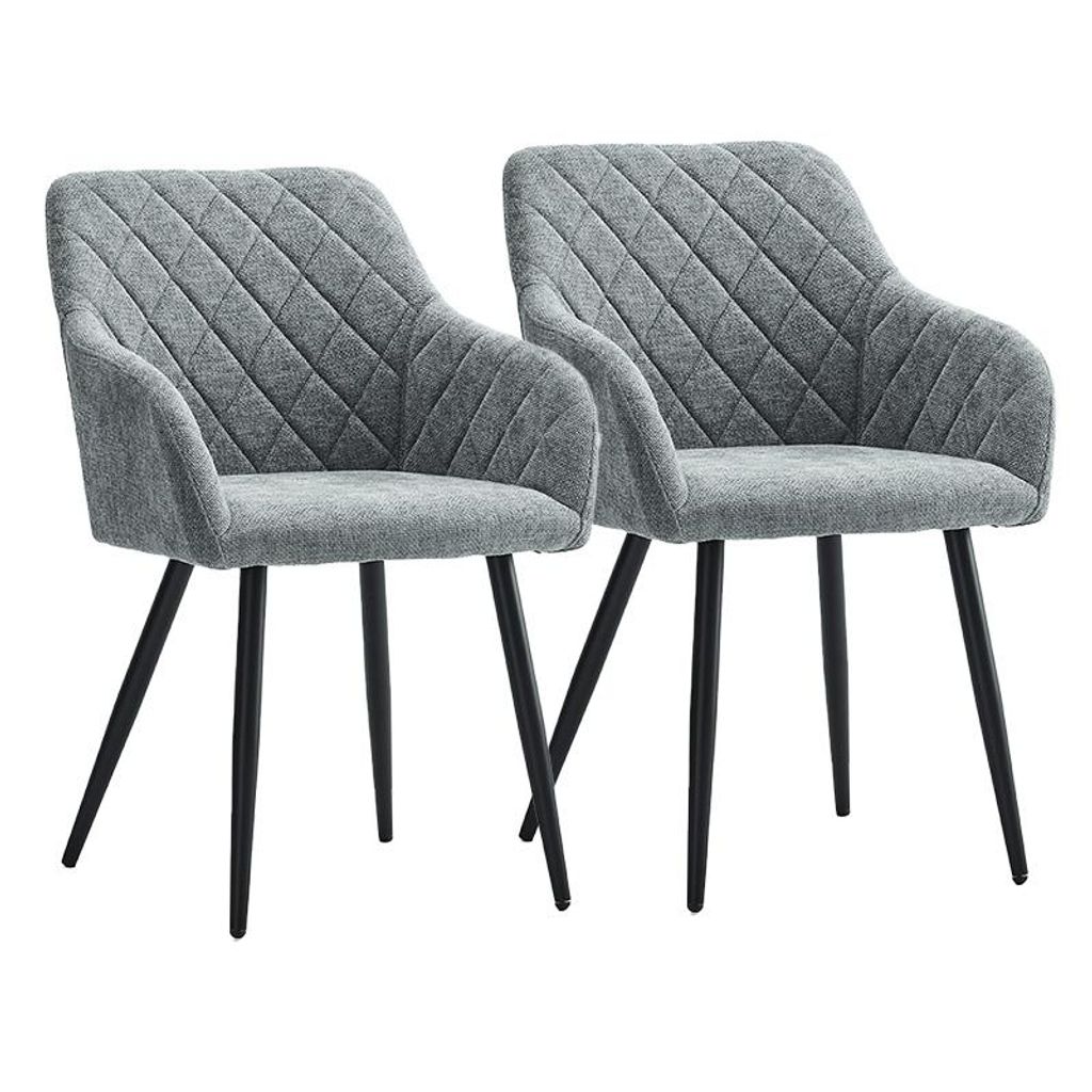 CLIPOP Esszimmerstühle, 2er Set Stoffstühle, Gepolsterterstühle mit Rückenlehne,Grau