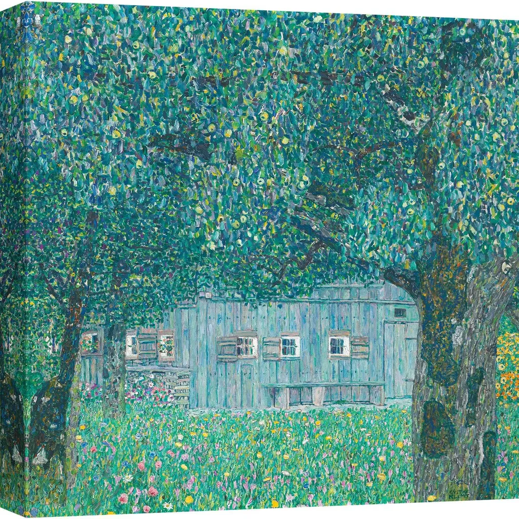 Tableau Klimt Ferme à Buchberg 90x90 - Toile Déco Anti-Reflets et UV