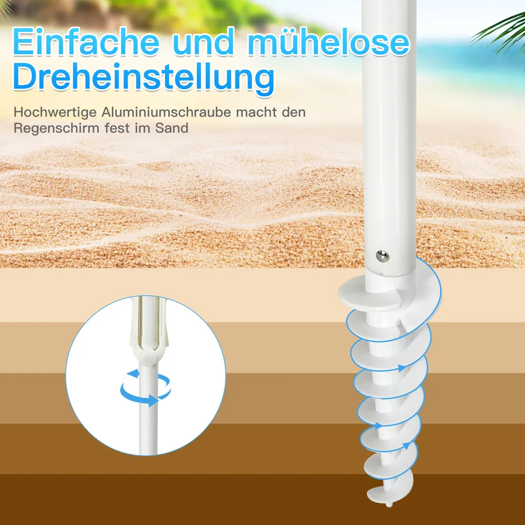 Offerta Ombrellone COSTWAY 200cm - Antivento con Punta a Elica - 8