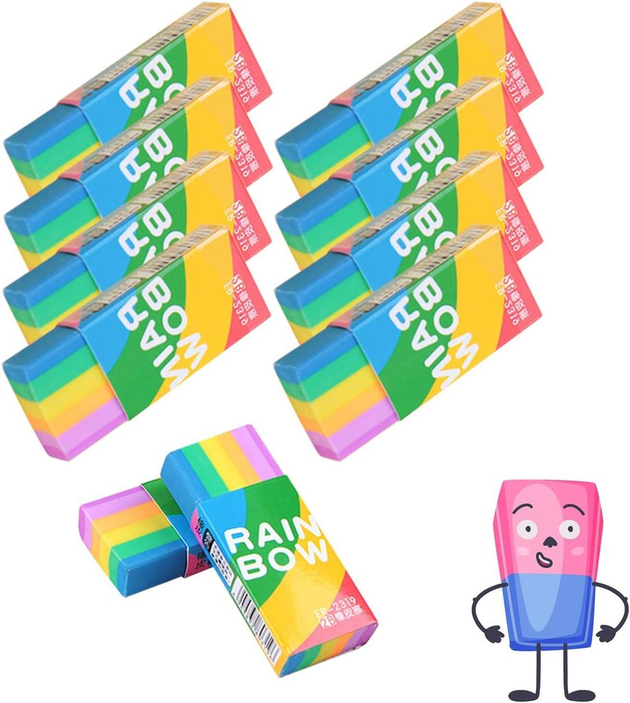 10 gommes à effacer arc-en-ciel de la marque BUNTER, Image du produit 