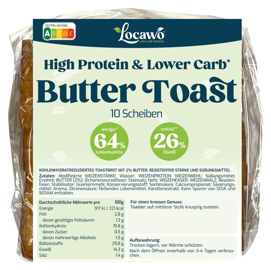 Locawo High Protein & Low Carb Butter Toast | Toastbrot Produktbild 