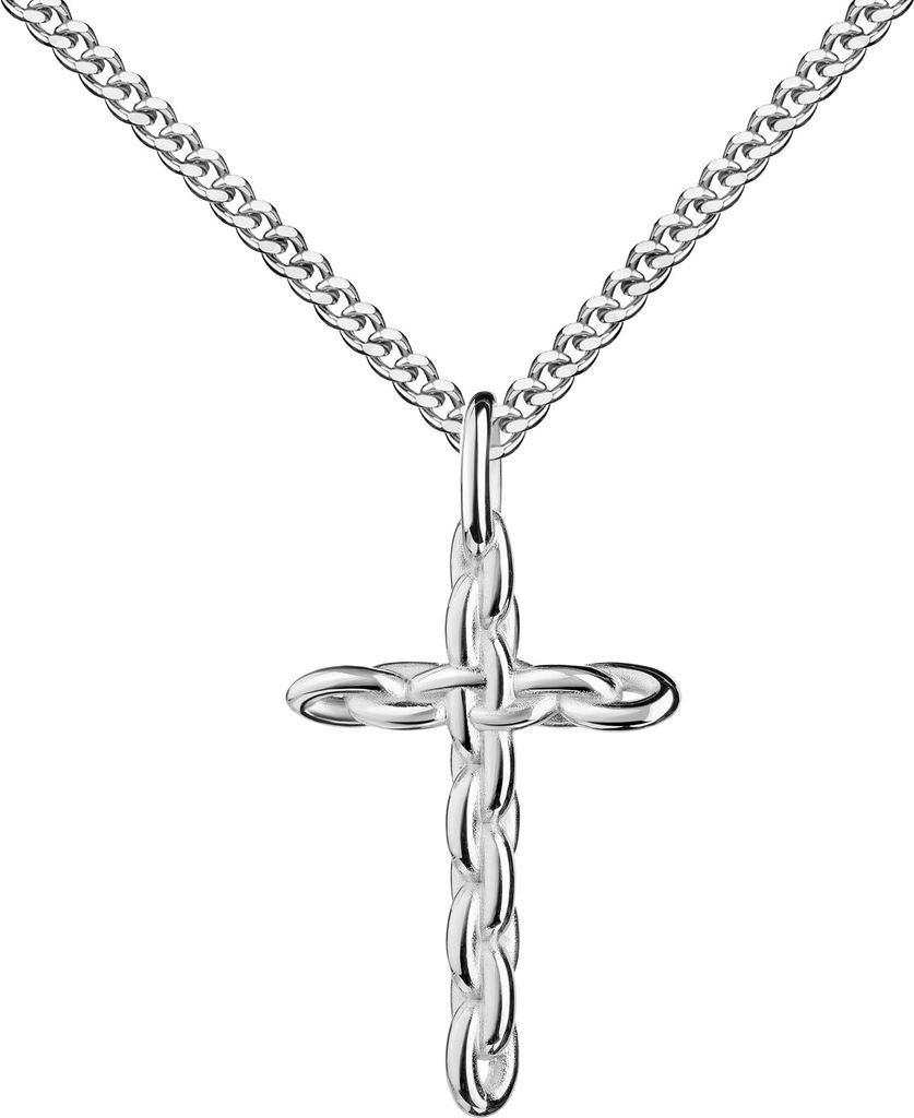 Kreuz Anhänger 925 Silber Kettenglieder Damen und Herren . Mit Kette 40 cm