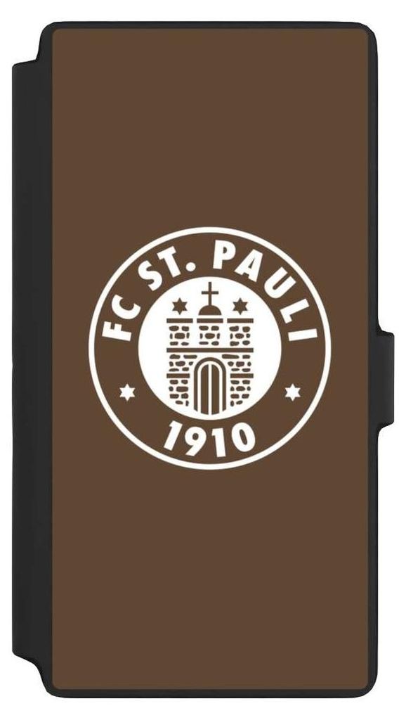 NIVOCASE Klapphülle für Samsung Galaxy S22 Ultra Handyhülle aus Kunst Leder NIVOflip schwarz FC St. Pauli Offizielles Lizenzprodukt Wappen