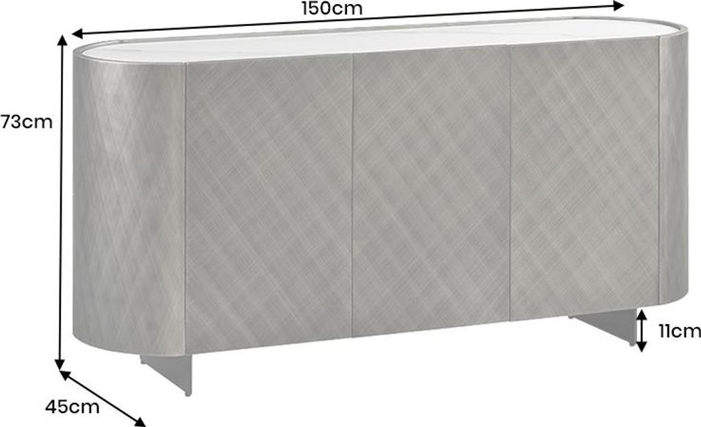 riess-ambiente Sideboard REFLECTION 150cm weiß anthrazit Produktbild 