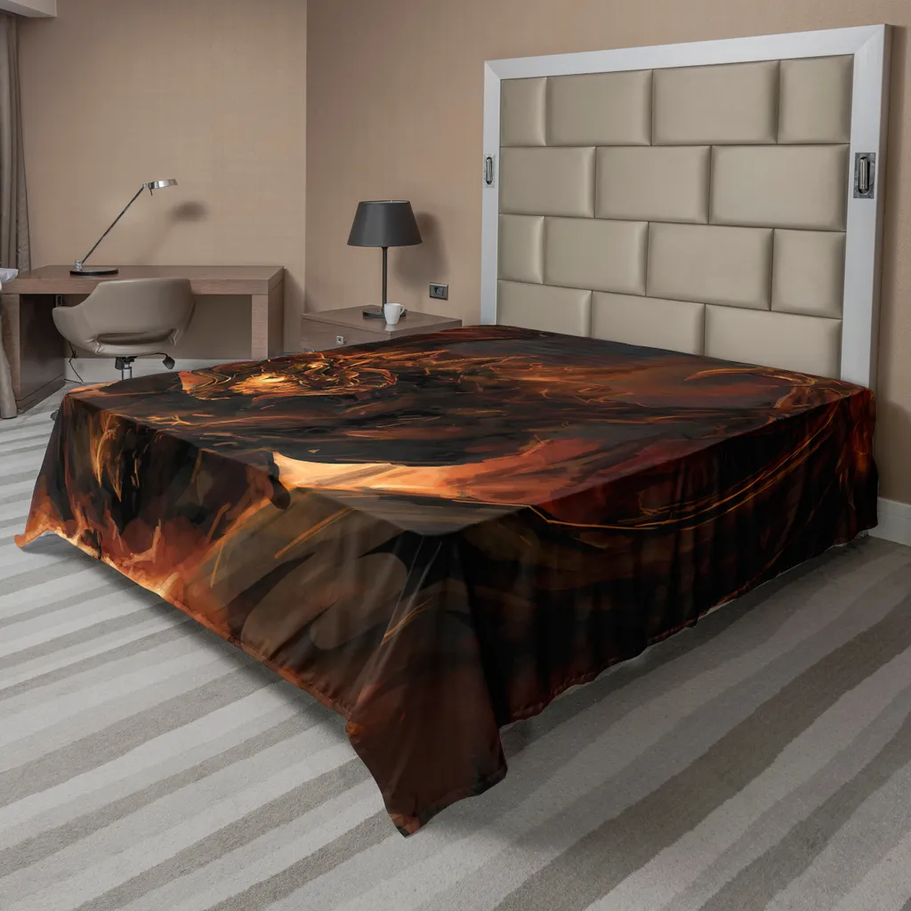 Drap de lit Dragon Jaune et Brun en microfibre douce 275 x 260 cm