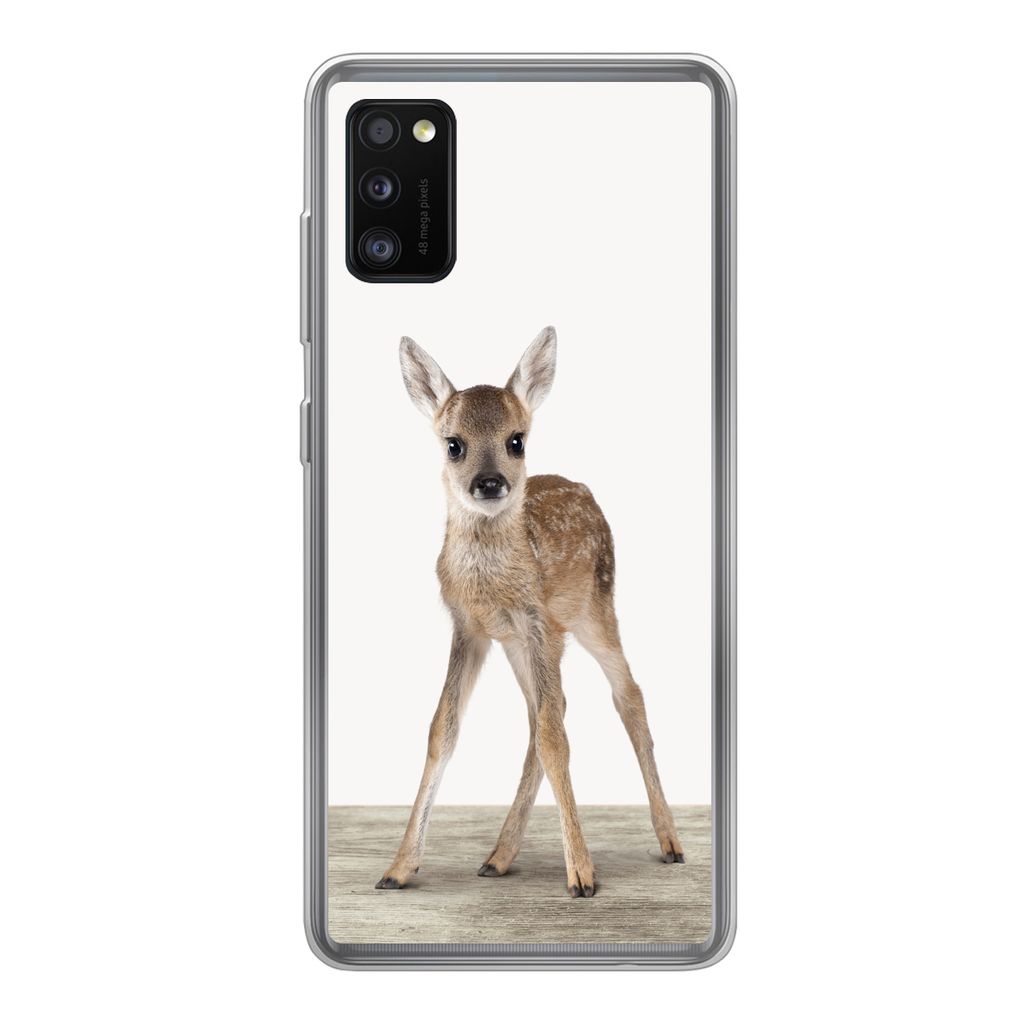 MuchoWow Handyhülle Schutzhülle Hülle für Samsung Galaxy A41 Hirsche - Baby-Hirsche - Tiere - Mädchen - Jungen - Kinder Silikon Softcase Han...