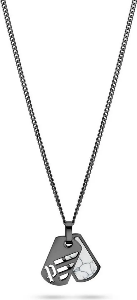 Collier en Acier Noir Police 70 cm LATTITUDE Finition Ionisée Mate