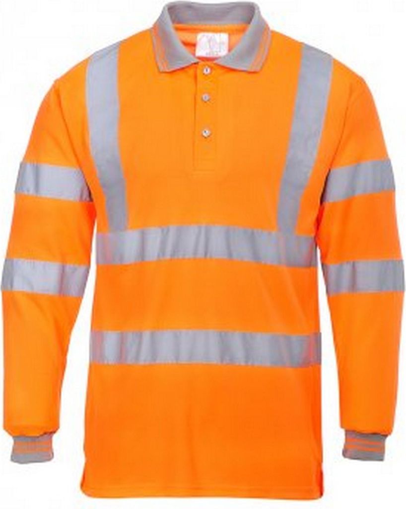 Portwest Herren Hi-Vis Langarm Polohemd PC3108 (S) (Orange)