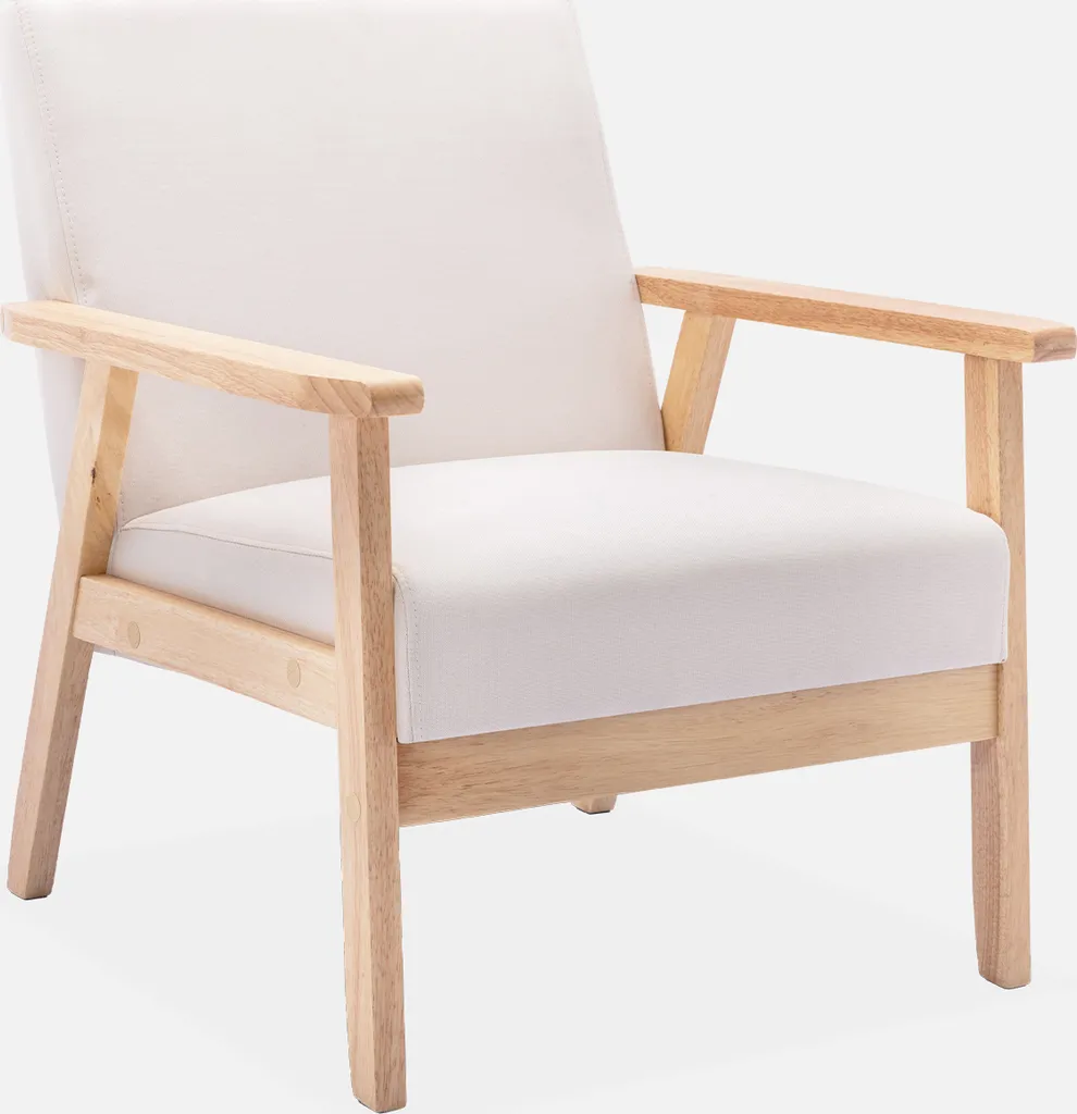 Poltrona Scandinava Economica Crema: Comfort e Legno per Casa Tua