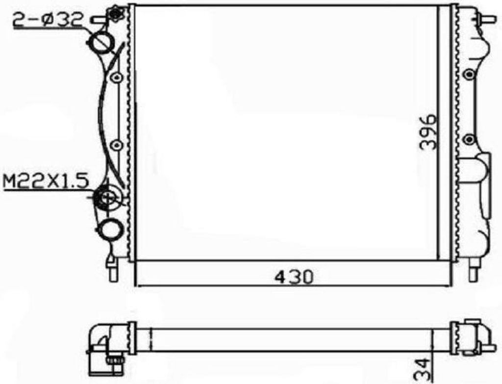 Kühler Motor Kühlrippen 430 - 396 mm Alu NRF für u.a. RENAULT CLIO
