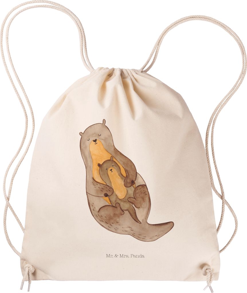 Mr. & Mrs. Panda Rucksackbeutel Otter Kind - Transparent - Geschenk, Jutebeutel, Mutter, wander rucksack, Beutel, Baby, Turnbeutel, Seeotter, Famil...