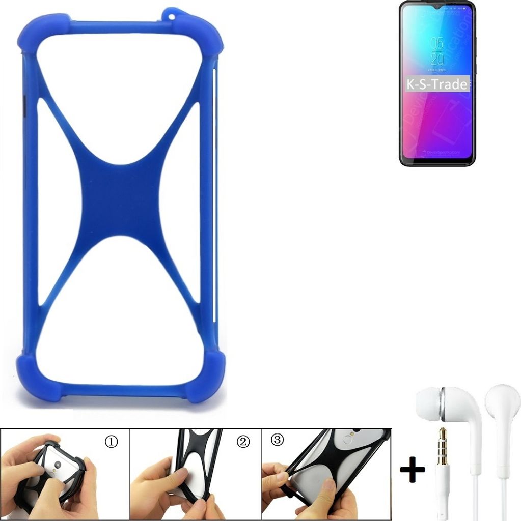 Bumper kompatibel mit Blackview A70 Schutzhülle Handyhülle Silikon Schutz Hülle Cover Case Silikoncase Silikonbumper TPU Softcase Smartphone, Blau