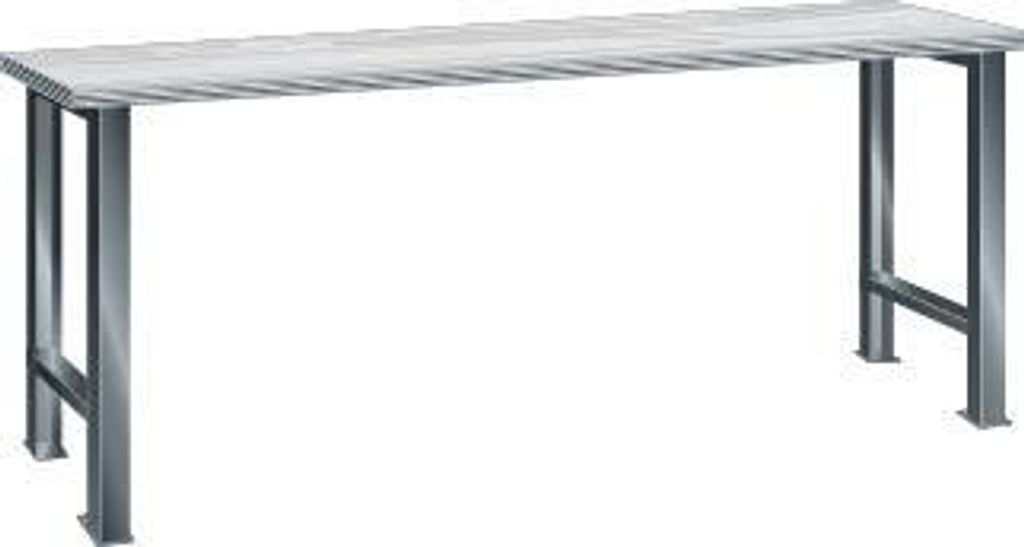 Werkbank,2 Füße, Multiplexplatte 40mm stark,BxTxH 2000x750x840mmRAL 7035 lichtg