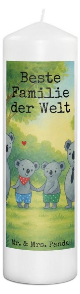 Mr. & Mrs. Panda Kerze Koala Familie zwei Design 29 x 8 cm XL - Weiß - Geschenk, Stumpenkerze, Erinnerungslicht, Muttertag, Blockkerze, Erinnerung...
