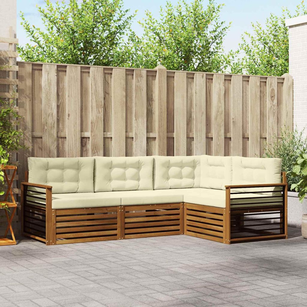 "2026 Aktion"Outdoor-Sofagarnitur - CLORIS - Balkonmöbe/Sitzgruppe - mit Kissen 4 pcs - Moderne Design - Natur und Creme - Gartensofas Promotion88...