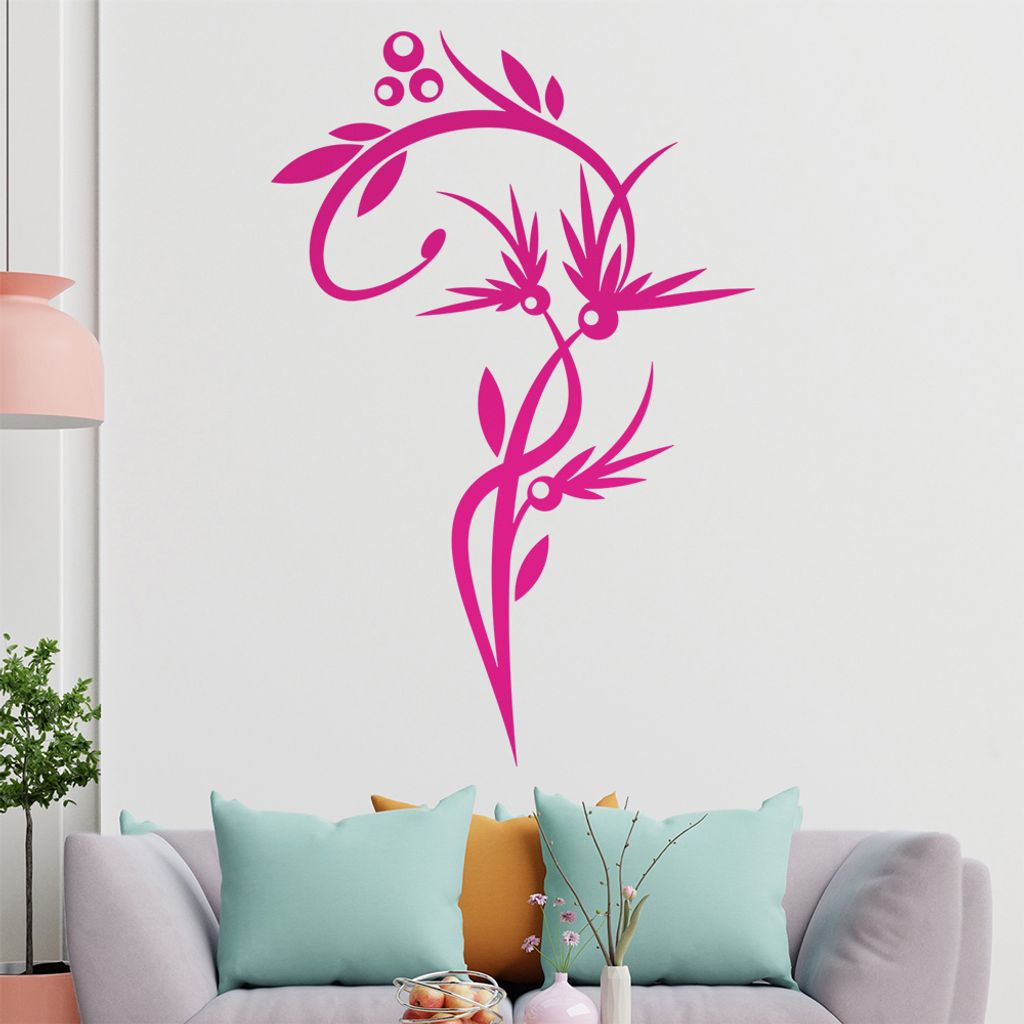 Schöne Blüten Ranke Wandtattoo in 6 Größen - Wandaufkleber Wall Sticker - Dekoration, Küche, Wohnzimmer, Schlafzimmer, Badezimmer