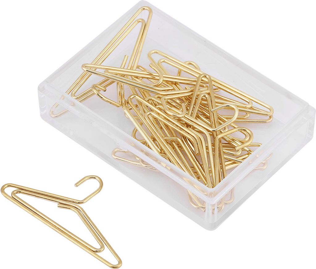 12 Stück Büroklammern, Kleiderbügel-Design für Dokumente und Lesezeichen, goldenes Bürozubehör
