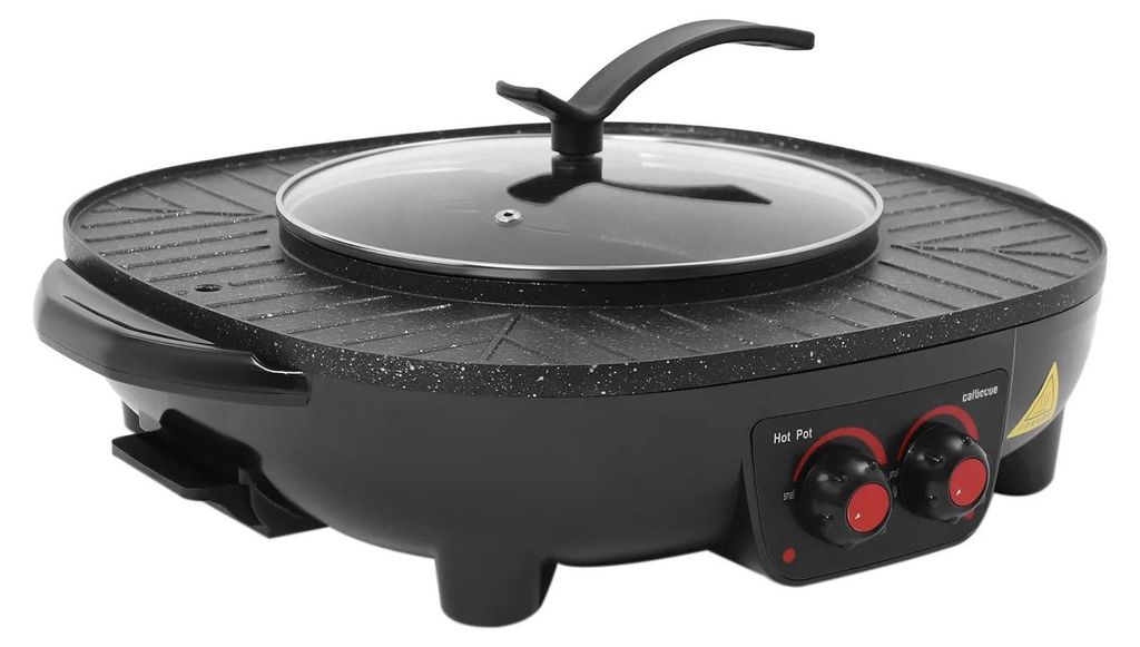 Tischgrill & Hot Pot - Elektrisch 2-in-1 - 2000 W Schnellaufheizung - 26 cm, 3 l - Antihaftbeschichtung - Für 5–6 Personen - 220 V - 49×42×12 ...