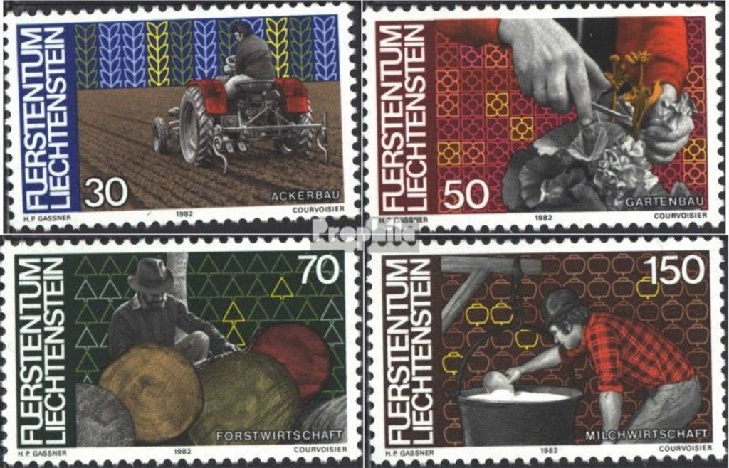 Briefmarken Liechtenstein 1982 Mi 802-805 (kompl.Ausg.) postfrisch Mensch und Arbeit