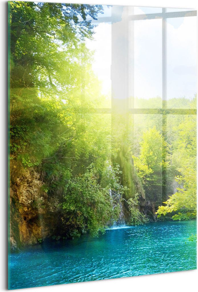 Designer Glasbild - Wandbild - Glas Bild - 70x100 cm - Blaue Lagunenlandschaft