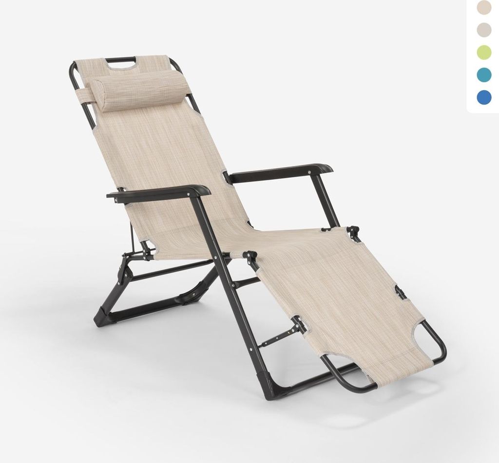 Klappstrand- und Gartenliegestuhl mit Mehreren Positionen Zero Gravity Emily Lux - Beige