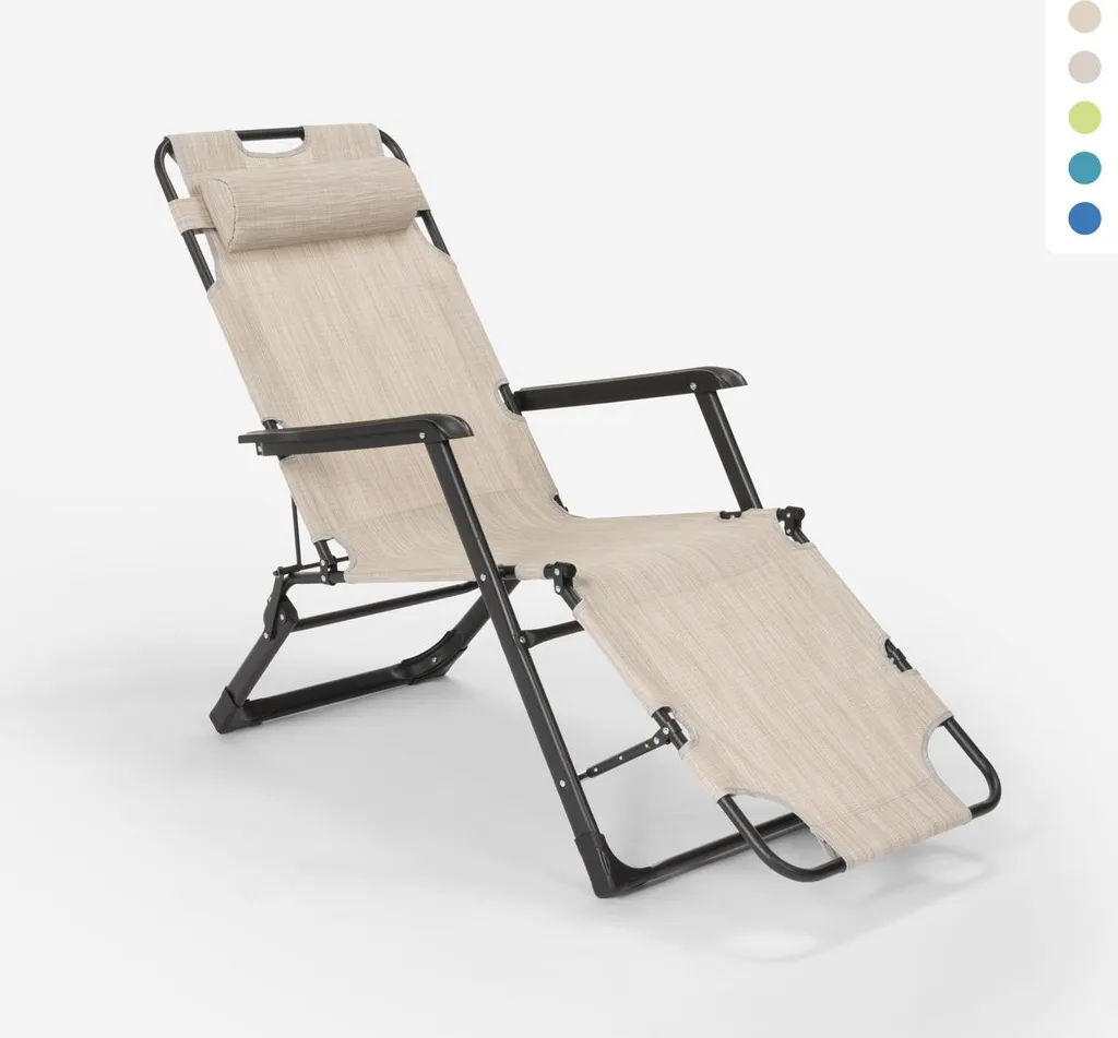 Transat Anti Mal de Dos Zero Gravity Emily Lux - Fauteuil de Jardin Beige Pro