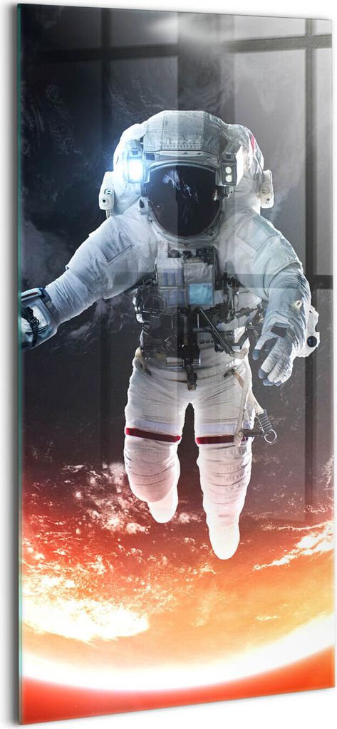 Designer Glasbild - Wandbild - Glas Bild - 60x120 cm - Astronaut Im Weltraum