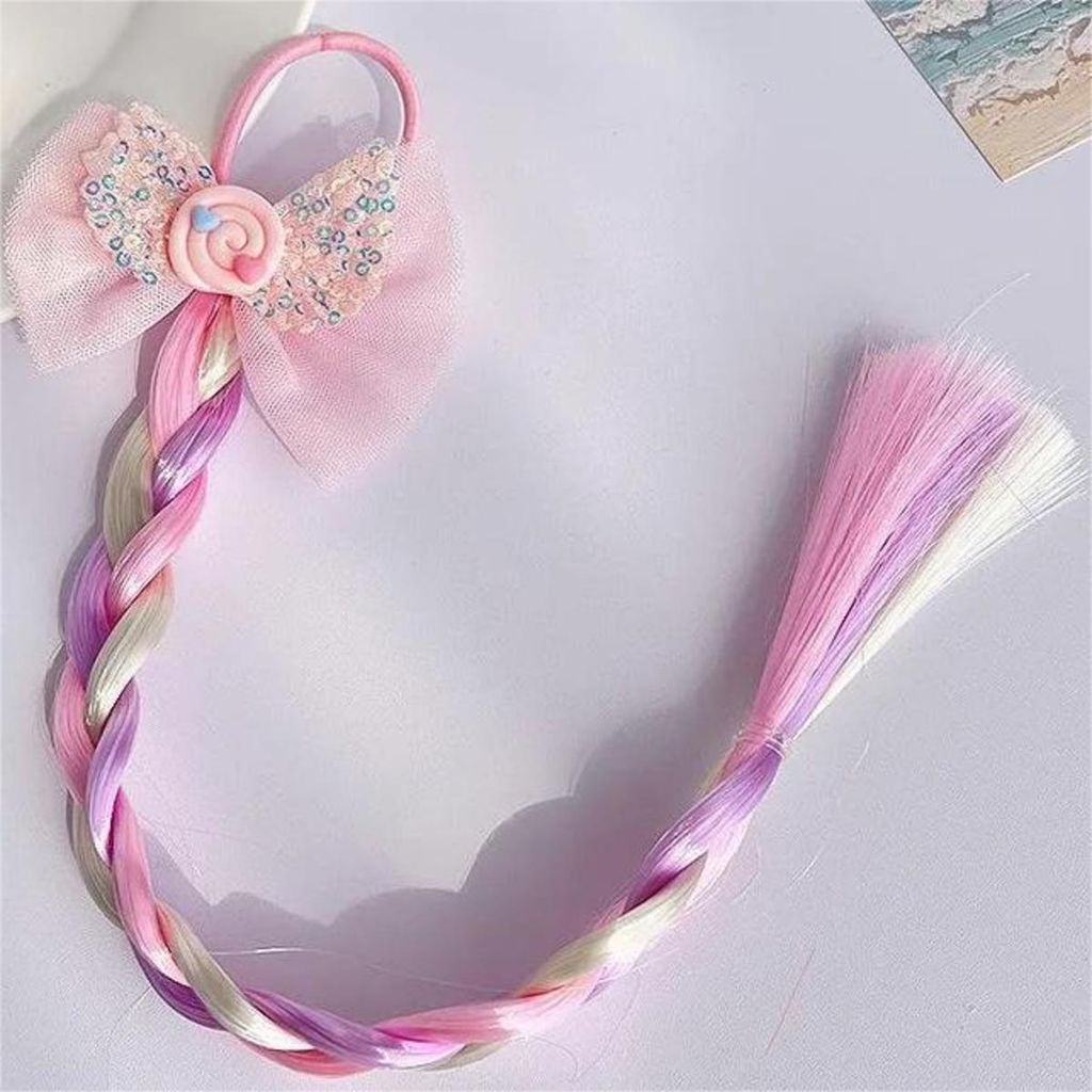 Stylischer Haargummi Lollipop mit Zopf - Roségold/Lila KP38408