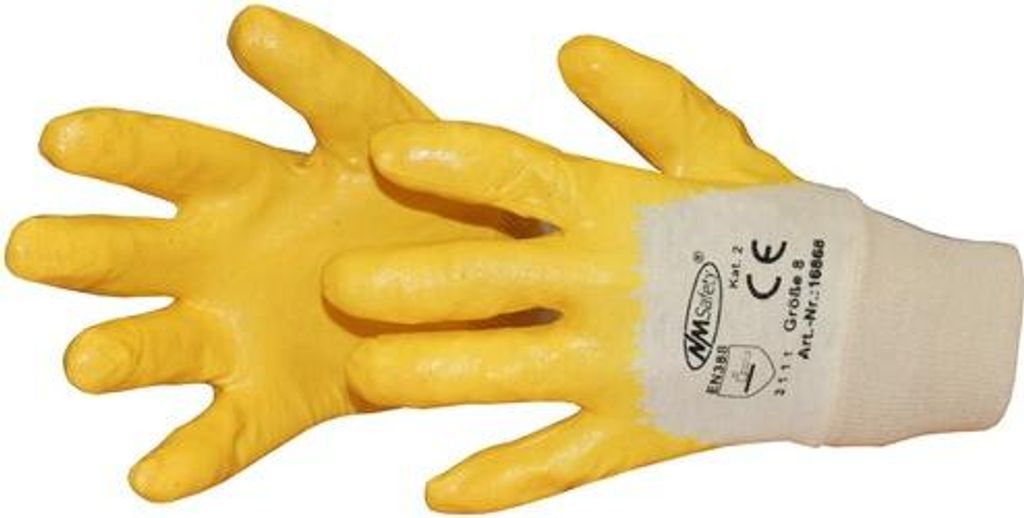 Nitril-Handschuh, gelb, Gr. 8, Kat.2, EN388, SB-Karte
