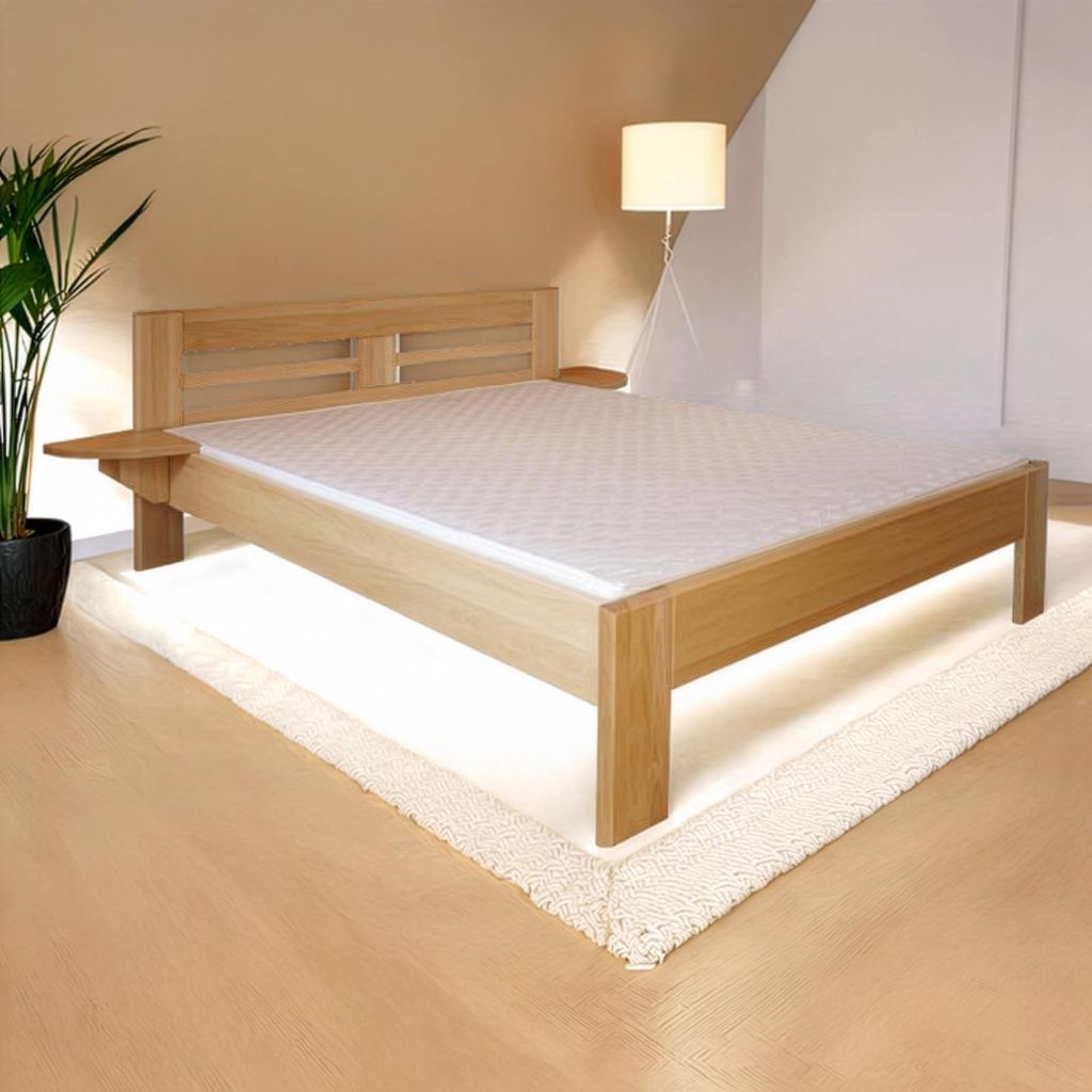 Einzelbett / Gästebett Buche massiv Vollholz natur 114, inkl. Lattenrost - Abmessung 140 x 200 cm