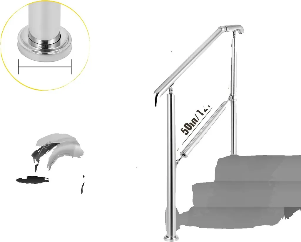 Main courante en acier inoxydable argent 5 marches capacité de 200 kg