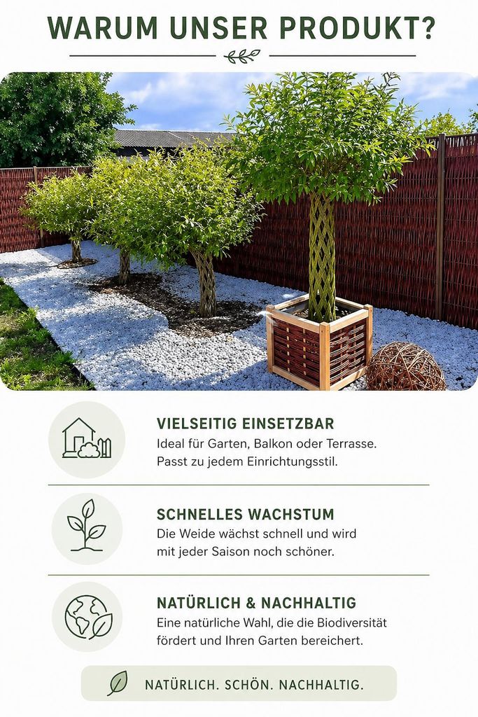 FOR THE GARDEN 180 cm Geflochtener Weidenbaum Pflegeleicht