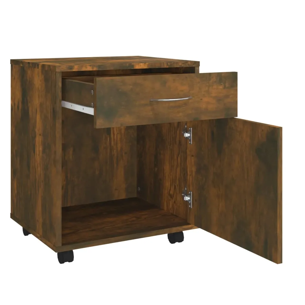 Caisson de bureau mobile en bois chêne fumé pour rangement - 6