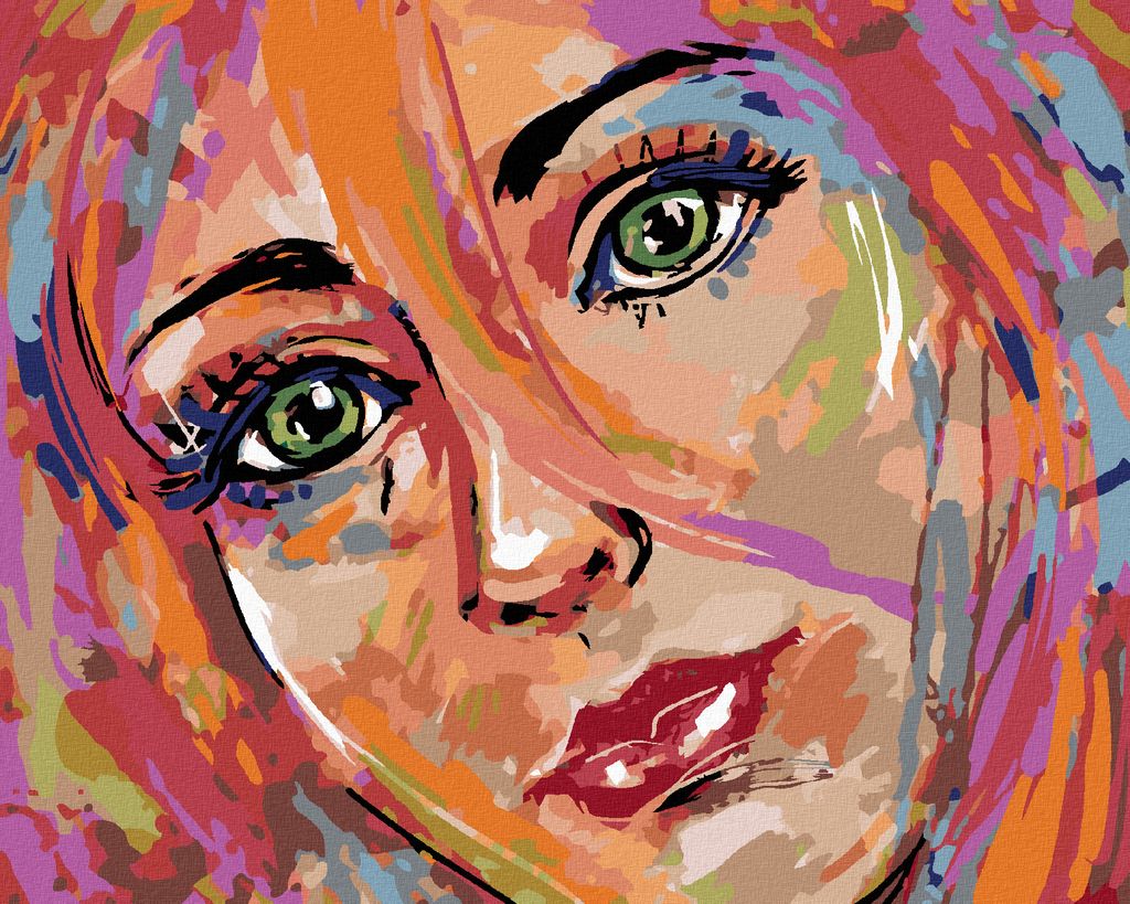 Zuty - Malen nach Zahlen - MÄDCHEN MIT GRÜNEN AUGEN, 40x50 cm, mit Keilrahmen (bereits gespannt)