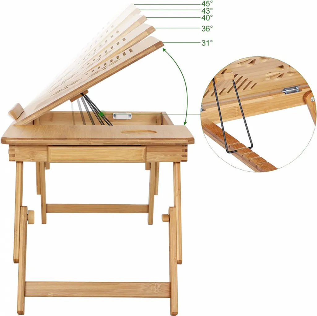 Table Ordinateur Portable Bambou 61cm : Fini la Surchauffe et le Mal de Dos